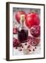 Glass Bottle with Pomegranate Juice and Pomegranates-Jana Ihle-Framed Photographic Print