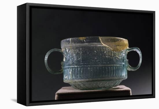 Glass Cup with Greek Name Engraved on Band, from Grave in Lomellina, Lombardy-null-Framed Stretched Canvas