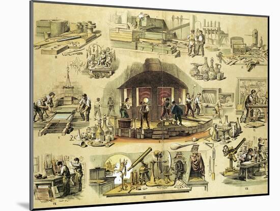 Glass Manufacturing, C1870-null-Mounted Giclee Print