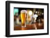 Glass of Light Beer on a Dark Pub.-Volff-Framed Photographic Print