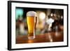 Glass of Light Beer on a Dark Pub.-Volff-Framed Photographic Print