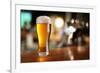 Glass of Light Beer on a Dark Pub.-Volff-Framed Photographic Print