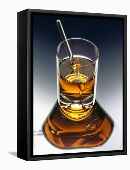 Glass of Liquor with Glass Stick-ATU Studios-Framed Stretched Canvas