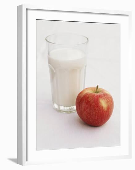 Glass of Milk and Red Apple-Roger Stowell-Framed Photographic Print