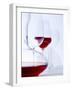 Glass of Red Wine, Carafe and Empty Wine Glasses-null-Framed Photographic Print