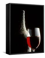 Glass of Red Wine with Aged Bottle, Cobwebs-Bodo A^ Schieren-Framed Stretched Canvas