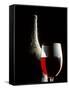 Glass of Red Wine with Aged Bottle, Cobwebs-Bodo A^ Schieren-Framed Stretched Canvas