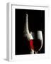 Glass of Red Wine with Aged Bottle, Cobwebs-Bodo A^ Schieren-Framed Premium Photographic Print