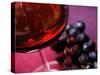 Glass of Red Wine with Grapes-Foodcollection-Stretched Canvas