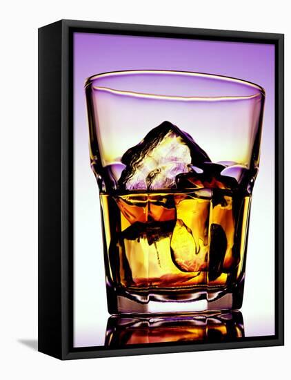 Glass of Whiskey with Ice Cubes-Peter Howard Smith-Framed Stretched Canvas