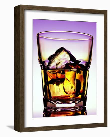 Glass of Whiskey with Ice Cubes-Peter Howard Smith-Framed Photographic Print