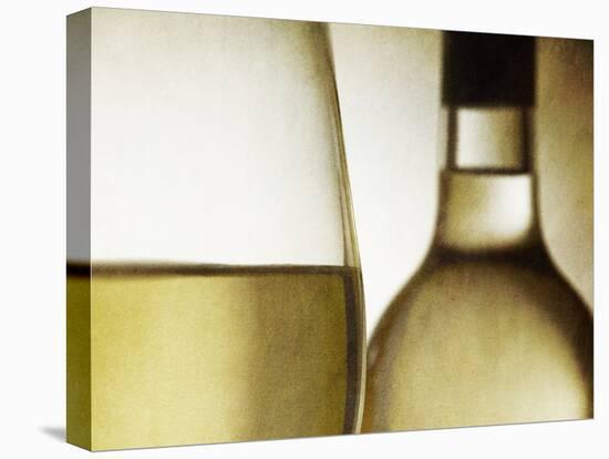 Glass of White Wine and Bottle-Steve Lupton-Stretched Canvas