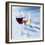 Glass of White Wine and Glass of Red Wine Beside Place-Setting-Alexander Feig-Framed Photographic Print