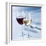 Glass of White Wine and Glass of Red Wine Beside Place-Setting-Alexander Feig-Framed Photographic Print