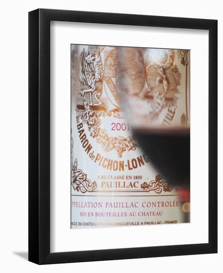 Glass of Wine, Chateau Baron Pichon Longueville, Pauillac, Medoc, Bordeaux, France-Per Karlsson-Framed Premium Photographic Print
