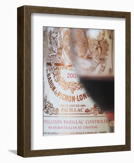 Glass of Wine, Chateau Baron Pichon Longueville, Pauillac, Medoc, Bordeaux, France-Per Karlsson-Framed Photographic Print