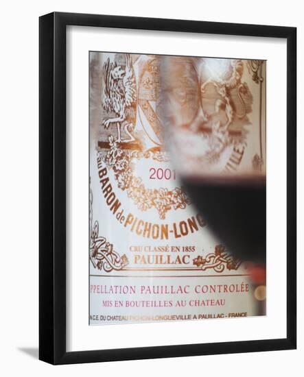 Glass of Wine, Chateau Baron Pichon Longueville, Pauillac, Medoc, Bordeaux, France-Per Karlsson-Framed Photographic Print
