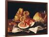 Glass of Wine, Watermelon and Bread-Luis Egidio Melendez-Framed Giclee Print