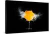 Glass with Orange Juice Explosions at the Black Background-Pikoso kz-Stretched Canvas