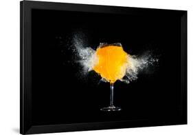 Glass with Orange Juice Explosions at the Black Background-Pikoso kz-Framed Photographic Print