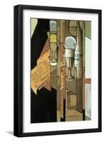 Glasses, a Newspaper and a Bottle of Wine-Juan Gris-Framed Giclee Print