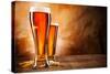 Glasses of Beer on Wooden Table-Jag_cz-Stretched Canvas