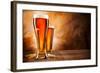 Glasses of Beer on Wooden Table-Jag_cz-Framed Photographic Print