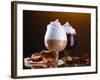 Glasses Of Coffee Cocktail On Brown Background-Yastremska-Framed Photographic Print