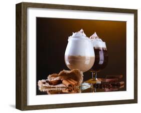 Glasses Of Coffee Cocktail On Brown Background-Yastremska-Framed Photographic Print