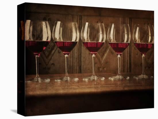 Glasses of Red Wine in a Row-Steve Lupton-Stretched Canvas