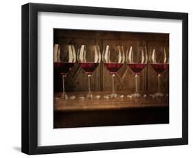 Glasses of Red Wine in a Row-Steve Lupton-Framed Photographic Print