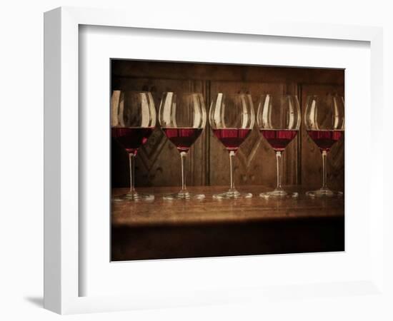 Glasses of Red Wine in a Row-Steve Lupton-Framed Photographic Print