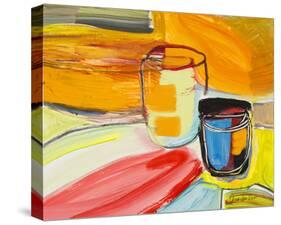 Glasses on the Bar-Joan Davis-Stretched Canvas