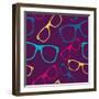 Glasses Seamless Pattern Retro Sunglasses. Vector Background-mazura1989-Framed Art Print