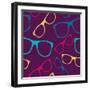 Glasses Seamless Pattern Retro Sunglasses. Vector Background-mazura1989-Framed Art Print