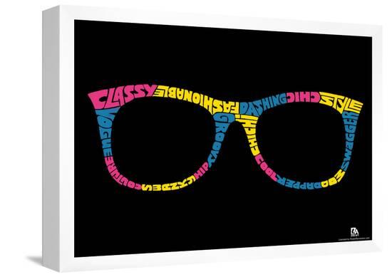 Glasses Text Poster--Framed Poster