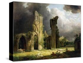 Glastonbury Abbey with the Tor Beyond-George Arnald-Stretched Canvas