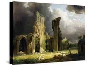 Glastonbury Abbey with the Tor Beyond-George Arnald-Stretched Canvas