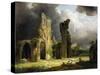 Glastonbury Abbey with the Tor Beyond-Carl Frederic Aagaard-Stretched Canvas