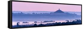 Glastonbury Tor with low lying mist, Glastonbury, Somerset, UK-Ross Hoddinott-Framed Stretched Canvas