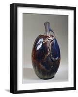 Glazed Ceramic Pumpkin with Stem and Leaf in Relief-Edmond Lachenal-Framed Giclee Print