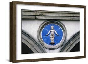 Glazed Ceramic Tondo with Putto-Andrea Della Robbia-Framed Giclee Print
