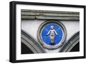 Glazed Ceramic Tondo with Putto-Andrea Della Robbia-Framed Giclee Print