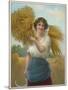 Gleaner Sickle in Hand Carries Home a Sheaf of Wheat-null-Mounted Art Print