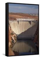 Glen Canyon Dam across Colorado River Arizona-David Wall-Framed Stretched Canvas