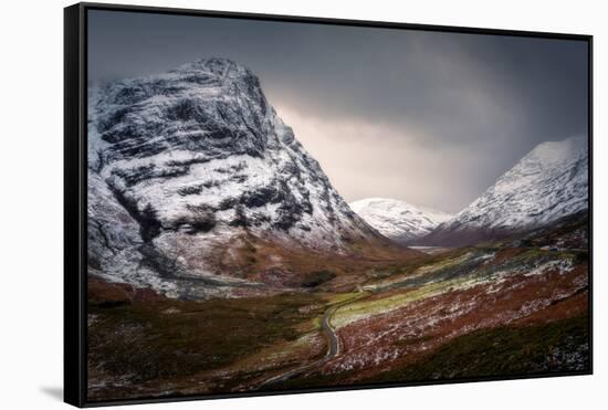 Glencoe in winter, Highland Region, Scotland, United Kingdom, Europe-Karen Deakin-Framed Stretched Canvas