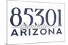 Glendale, Arizona - 85301 Zip Code (Blue)-Lantern Press-Mounted Art Print