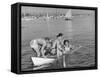 Glendale Students Boating at the Beach-Peter Stackpole-Framed Stretched Canvas