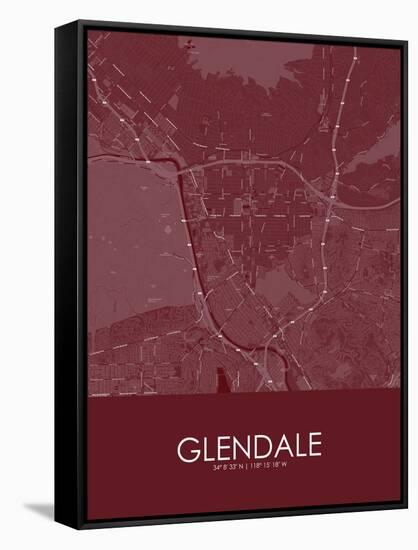 Glendale, United States of America Red Map-null-Framed Stretched Canvas