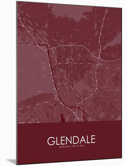 Glendale, United States of America Red Map-null-Mounted Poster